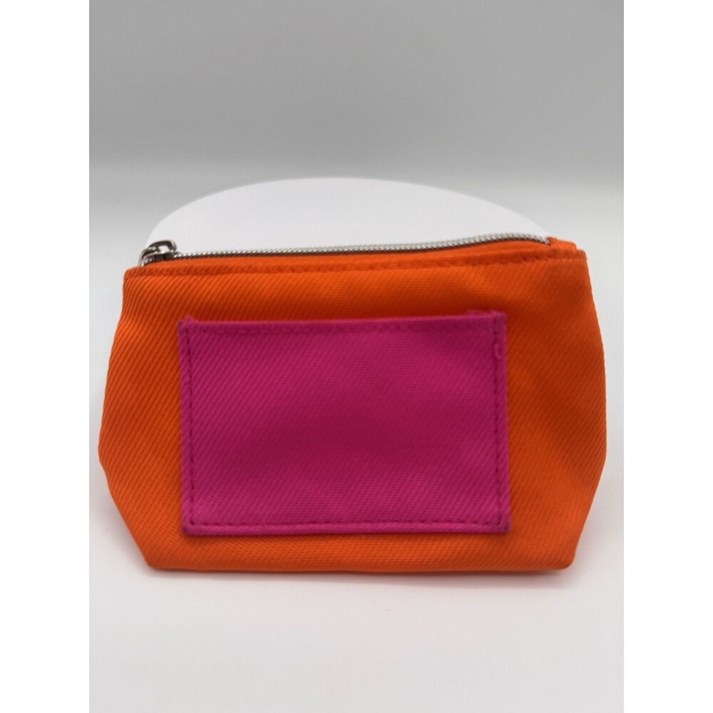 Clinique Mini Cosmetic Bag Coin Purse Orange & Pink Zipper Lipstick
